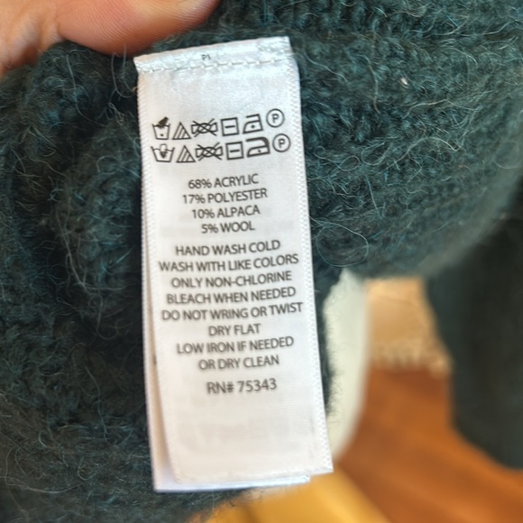 Max Studio Chunky Knit Wool Forest Green Button Oversized Cardigan Sz Small - Picture 6 of 6